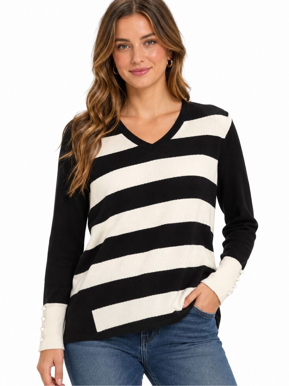 NWT Marble Black White Stripe Lagenlook Art Deco Sweater Plus Size XXL New